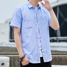 베이직 디자인 세미 오버핏 남자 여름 반찰 셔츠